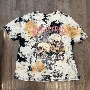 Tie-Dye Skull Graphic Tee - White, Black & Tan
